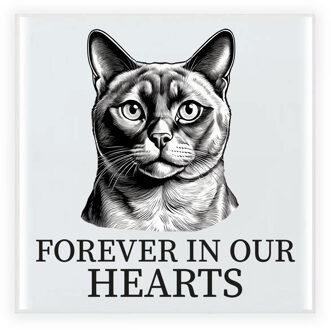 Bellatio Decorations Herdenking cadeau tegel kattenliefhebber - Burmees kat/poes - zwart/wit - keramiek - 15 cm