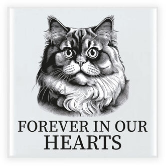 Bellatio Decorations Herdenking cadeau tegel kattenliefhebber - Perzische Kat kat/poes - zwart/wit - keramiek - 15 cm