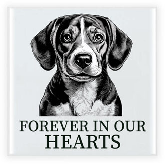 Bellatio Decorations Herdenkings cadeau tegel - hondenliefhebber - Beagle hond - zwart/wit - keramiek - 15 x 15 cm