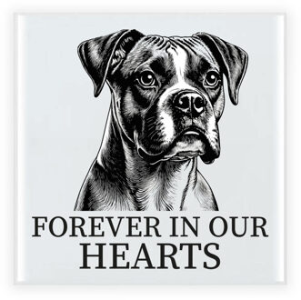 Bellatio Decorations Herdenkings cadeau tegel - hondenliefhebber - Boxer hond - zwart/wit - keramiek - 15 cm