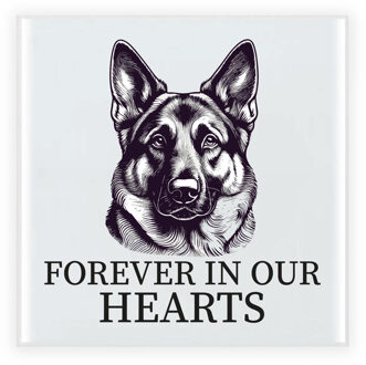 Bellatio Decorations Herdenkings cadeau tegel - hondenliefhebber - Duitse Herdershond - zwart/wit - keramiek - 15 x 15 cm