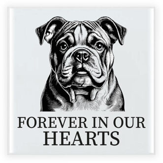 Bellatio Decorations Herdenkings cadeau tegel - hondenliefhebber - Engelse Bulldog - zwart/wit - keramiek - 15 cm