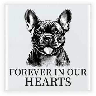 Bellatio Decorations Herdenkings cadeau tegel - hondenliefhebber - Franse Bulldog - zwart/wit - keramiek - 15 cm