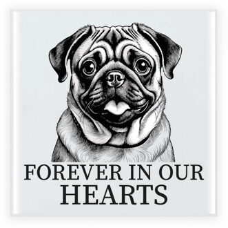 Bellatio Decorations Herdenkings cadeau tegel - hondenliefhebber - Mopshondje - zwart/wit - keramiek - 15 cm