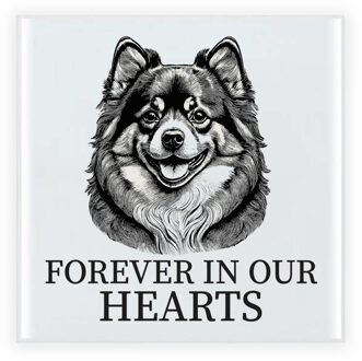 Bellatio Decorations Herdenkings cadeau tegel - hondenliefhebber - Pomeriaan hond - zwart/wit - keramiek - 15 cm