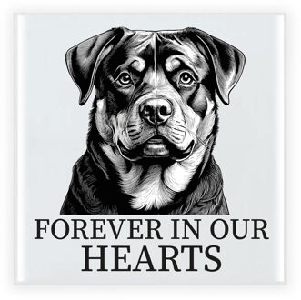 Bellatio Decorations Herdenkings cadeau tegel - hondenliefhebber - Rotweiler hond - zwart/wit - keramiek - 15 cm