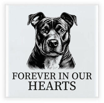 Bellatio Decorations Herdenkings cadeau tegel - hondenliefhebber - Staffordshire Bull Terrier - zwart/wit - keramiek - 15