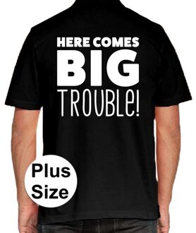 Bellatio Decorations Here comes BIG trouble grote maten poloshirt zwart voor heren 3XL