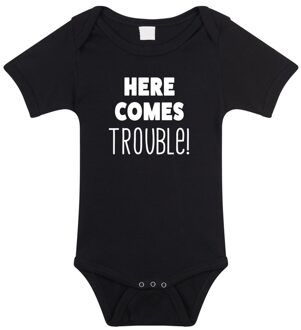 Bellatio Decorations Here comes trouble cadeau baby rompertje zwart meisjes/jongens