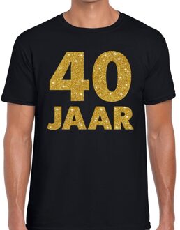 Bellatio Decorations Heren t-shirt 40 jaar - zwart - gouden glitter tekst - 40e verjaardag shirt
