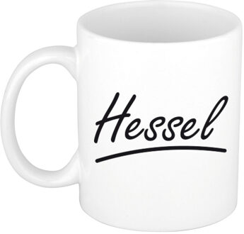 Bellatio Decorations Hessel voornaam kado beker / mok sierlijke letters - gepersonaliseerde mok met naam - Naam mokken Multikleur