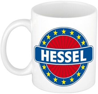 Bellatio Decorations Hessel voornaam koffiemok - beker - wit/blauw - 300 ml - Cadeau - Heren - Collega - Vaderdag