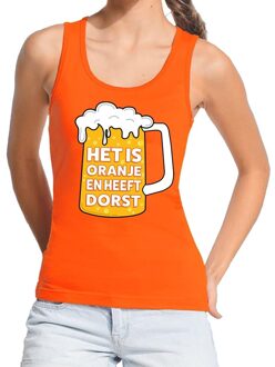 Bellatio Decorations Het is oranje en heeft dorst tanktop / mouwloos shirt oranje dames L - Feestshirts