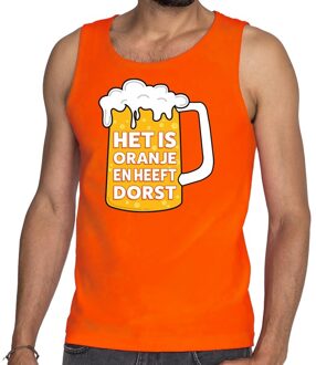 Bellatio Decorations Het is oranje en heeft dorst tanktop / mouwloos shirt oranje heren 2XL - Feestshirts