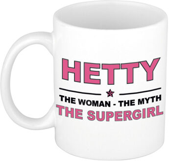 Bellatio Decorations Hetty cadeau mok - Woman Myth Supergirl - naam koffiemok - 300 ml - collega - moederdag Oudroze