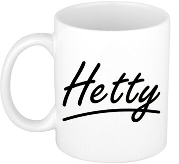 Bellatio Decorations Hetty voornaam kado beker / mok sierlijke letters - gepersonaliseerde mok met naam - Naam mokken Multikleur