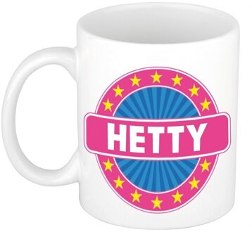 Bellatio Decorations Hetty voornaam koffiemok - beker - wit/roze - 300 ml - Cadeau - Dames - Collega - Moederdag