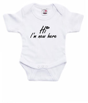 Bellatio Decorations Hi Im new here cadeau baby rompertje wit jongens/meisjes 92 (18-24 maanden)