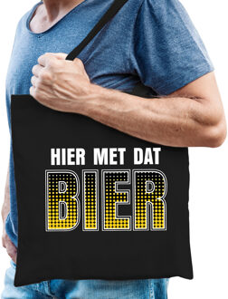 Bellatio Decorations Hier met dat bier drank fun tas zwart voor heren