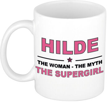 Bellatio Decorations Hilde cadeau mok - Woman Myth Supergirl - naam koffiemok - 300 ml - collega - moederdag Oudroze