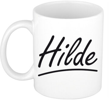 Bellatio Decorations Hilde Naam koffiemok - beker - met sierlijke letters - wit - 300 ml - Cadeau - Dames