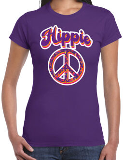 Bellatio Decorations Hippie t-shirt paars voor dames 2XL - Feestshirts