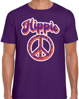 Bellatio Decorations Hippie t-shirt paars voor heren 2XL - Feestshirts