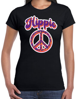 Bellatio Decorations Hippie t-shirt zwart voor dames 2XL - Feestshirts