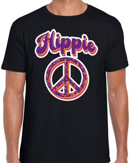 Bellatio Decorations Hippie t-shirt zwart voor heren 2XL - Feestshirts