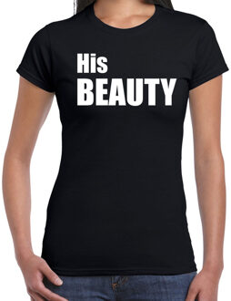 Bellatio Decorations His beauty t-shirt zwart met witte letters voor dames XS