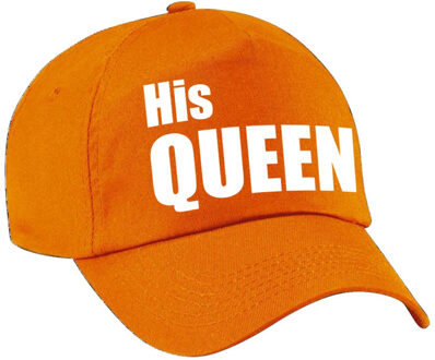 Bellatio Decorations His Queen pet / cap oranje met witte letters dames