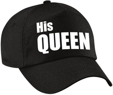 Bellatio Decorations His Queen pet / cap zwart met witte letters dames