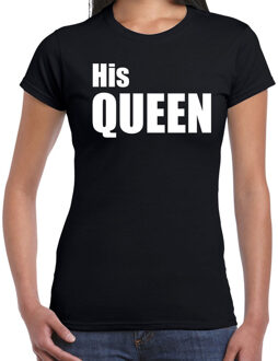 Bellatio Decorations His queen t-shirt zwart met witte letters voor dames 2XL