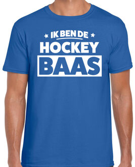 Bellatio Decorations Hobby t-shirt hockey baas blauw voor heren - hockey liefhebber shirt 2XL - Feestshirts