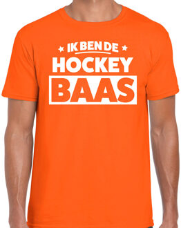 Bellatio Decorations Hobby t-shirt hockey baas oranje voor heren - hockey liefhebber shirt 2XL - Feestshirts