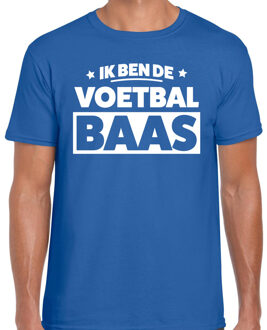 Bellatio Decorations Hobby t-shirt voetbal baas blauw voor heren - voetbal liefhebber shirt 2XL - Feestshirts