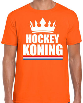 Bellatio Decorations Hockey koning t-shirt oranje heren - Sport / hobby shirts 2XL - Feestshirts