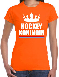 Bellatio Decorations Hockey koningin t-shirt oranje dames - Sport / hobby shirts XS - Feestshirts