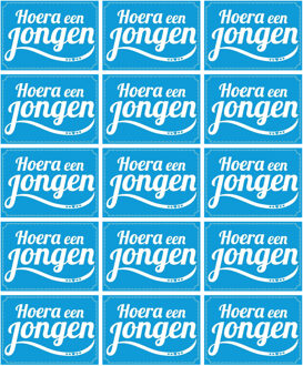 Bellatio Decorations Hoera een jongen ansichtkaart - 15x - wenskaart - geboren - kraamcadeau - A5 formaat - extra groot