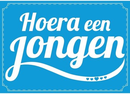Bellatio Decorations Hoera een jongen ansichtkaart - wenskaart - geboren - kraamcadeau - A5 formaat - extra groot Blauw