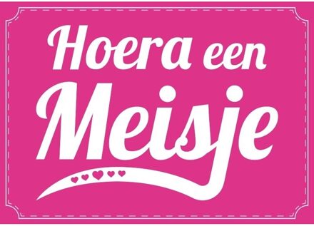 Bellatio Decorations Hoera een meisje ansichtkaart - wenskaart - geboorte - geboren - kraamcadeau - A5 - roze - karton