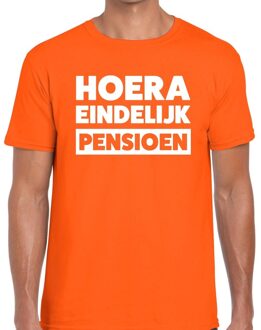 Bellatio Decorations Hoera eindelijk pensioen t-shirt oranje heren L