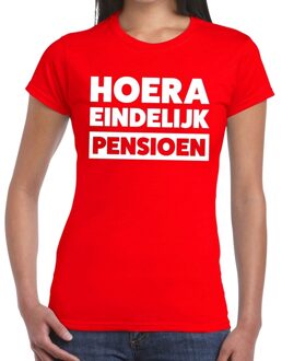 Bellatio Decorations Hoera eindelijk pensioen t-shirt rood dames XS