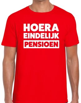 Bellatio Decorations Hoera eindelijk pensioen t-shirt rood heren 2XL