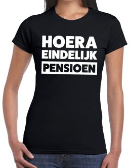 Bellatio Decorations Hoera eindelijk pensioen t-shirt zwart dames L