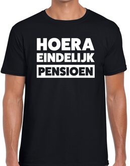 Bellatio Decorations Hoera eindelijk pensioen t-shirt zwart heren 2XL