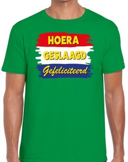Bellatio Decorations Hoera geslaagd gefeliciteerd t-shirt groen heren