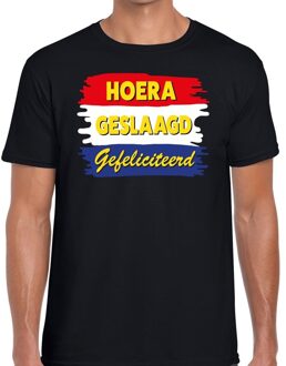 Bellatio Decorations Hoera geslaagd gefeliciteerd t-shirt zwart heren XL