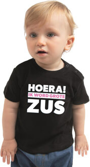 Bellatio Decorations Hoera ik word grote zus cadeau t-shirt zwart voor baby/meisje 62 (1-3 maanden)