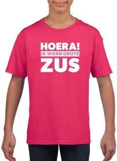 Bellatio Decorations Hoera ik word grote zus shirt roze meisjes L (146-152) - Feestshirts